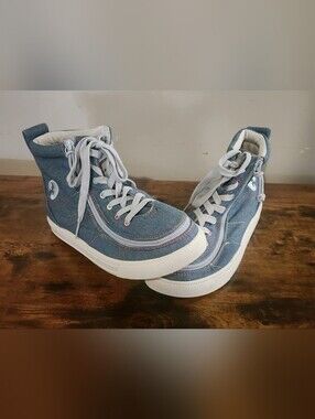 BILLY Footwear Kids Classic Lace High Top Sneakers Denim Rainbow Size 5M